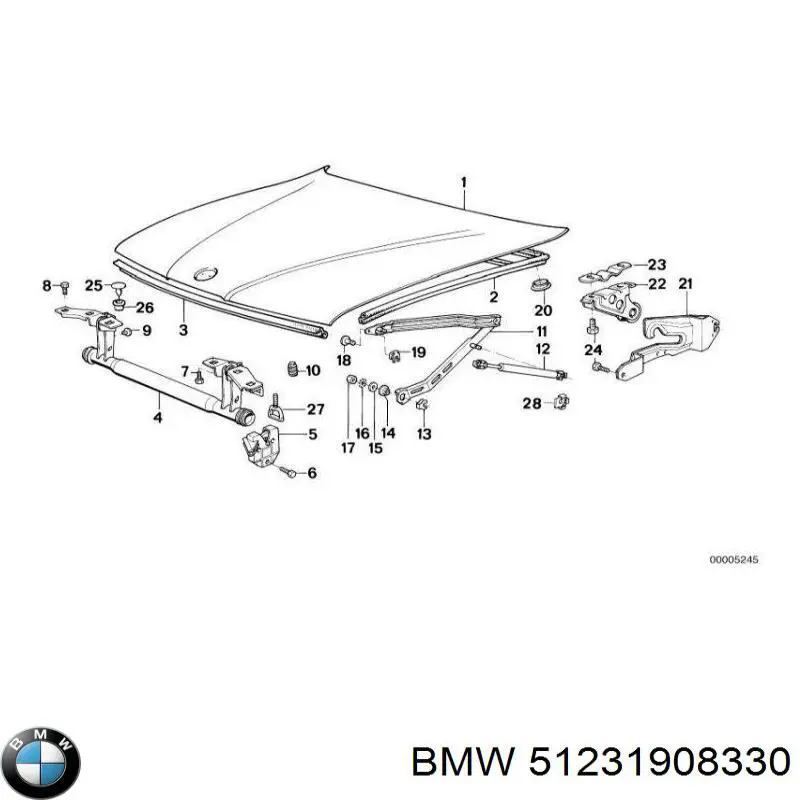  Замок капота BMW 5 