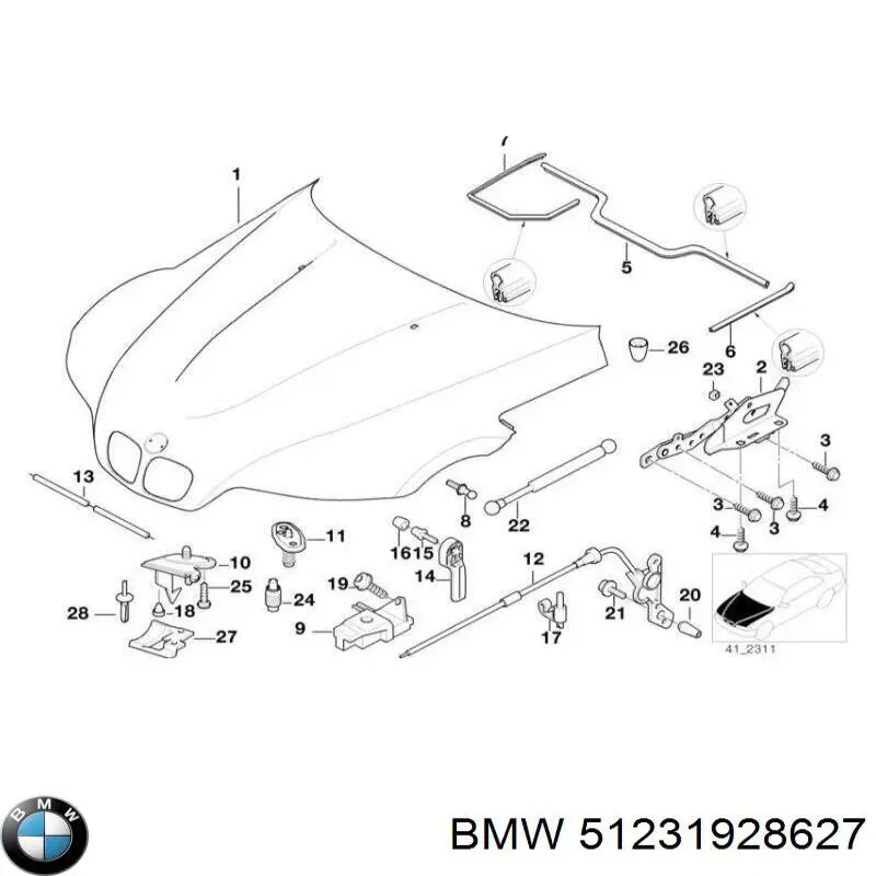Купити 51231928627 BMW Трос капота
