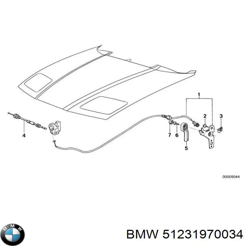 Трос відкриття капота на BMW 8 (E31)