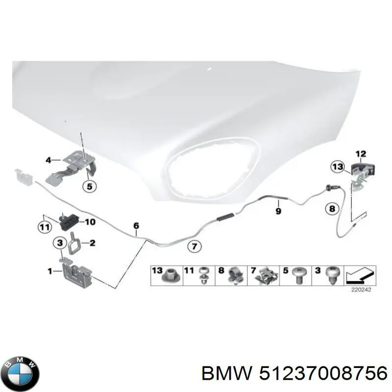 Стояк-гак замка капота BMW 51234356264 ціна, від 6.41 USD