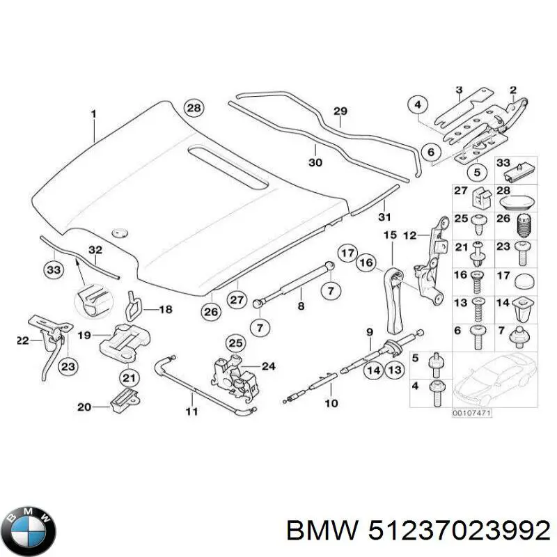 Купити 51237023992 BMW Кронштейн ручки відкривання капота