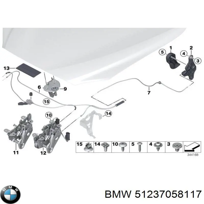 Важіль відкривання капота на BMW 3 (E92)