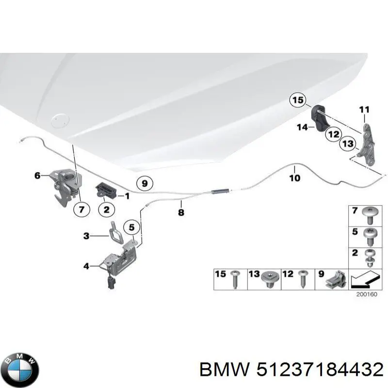 Трос відкриття капота, передній на BMW X1 (E84)