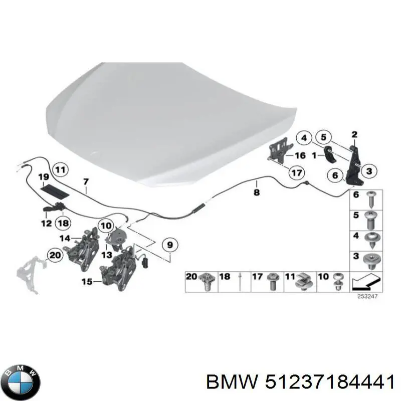Купити 51237184441 BMW Замок капота, лівий