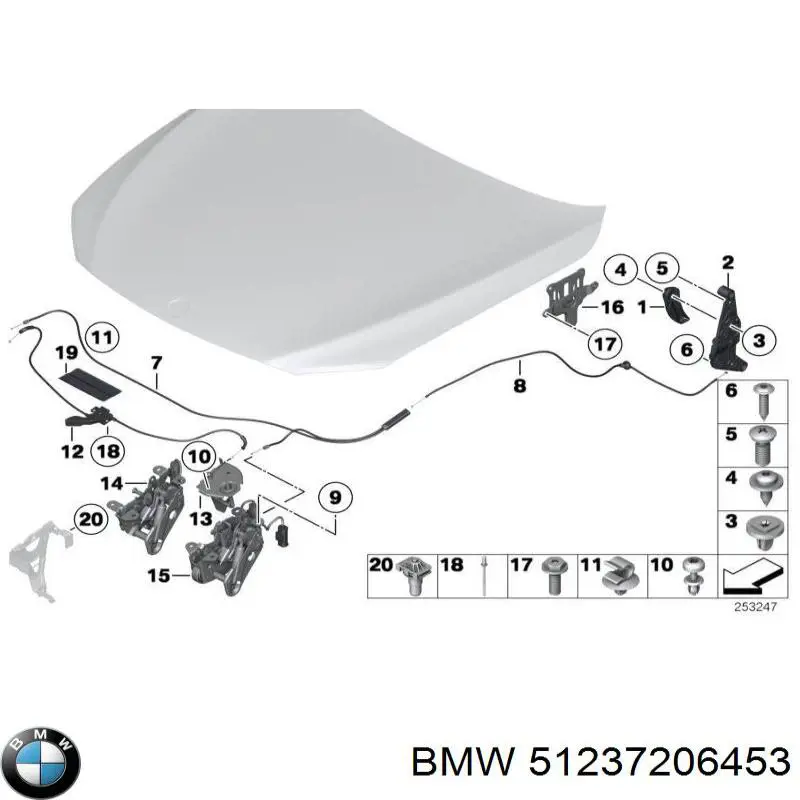 Замок капота, лівий 51237206453 BMW