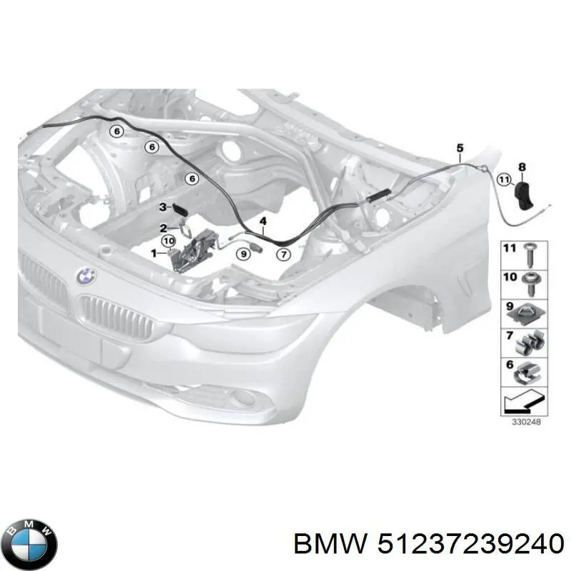 Трос відкриття капота на BMW 4 (F36)