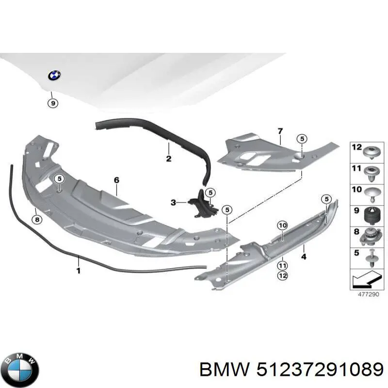 Буфер капота гумовий на BMW 5 (G31)