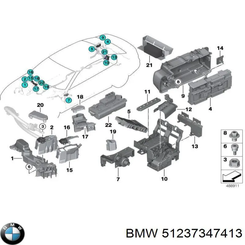 51237347413 BMW Трос відкриття капота, задній