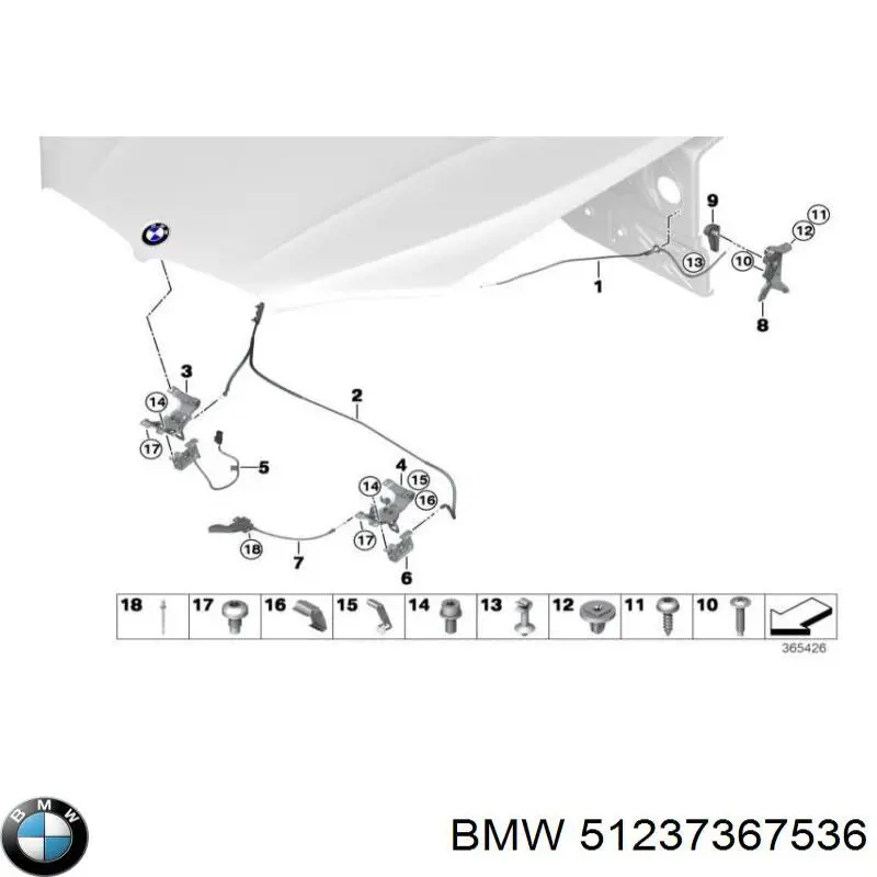 Трос відкриття капота, передній Autotechteile 7105173 ціна, від 25.93 USD