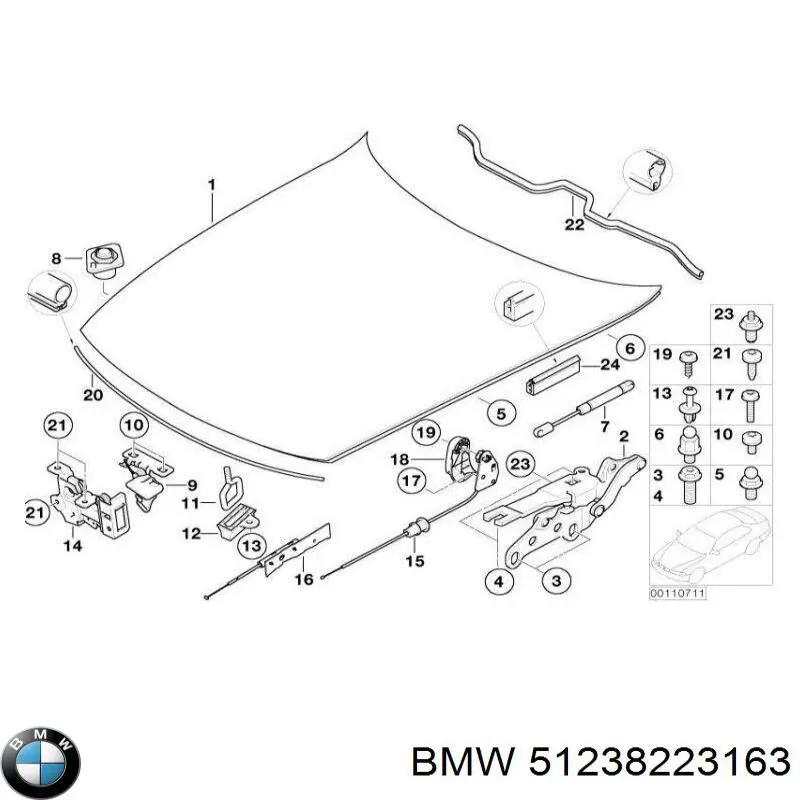 Купити 51238223163 BMW Ручка відкривання капота