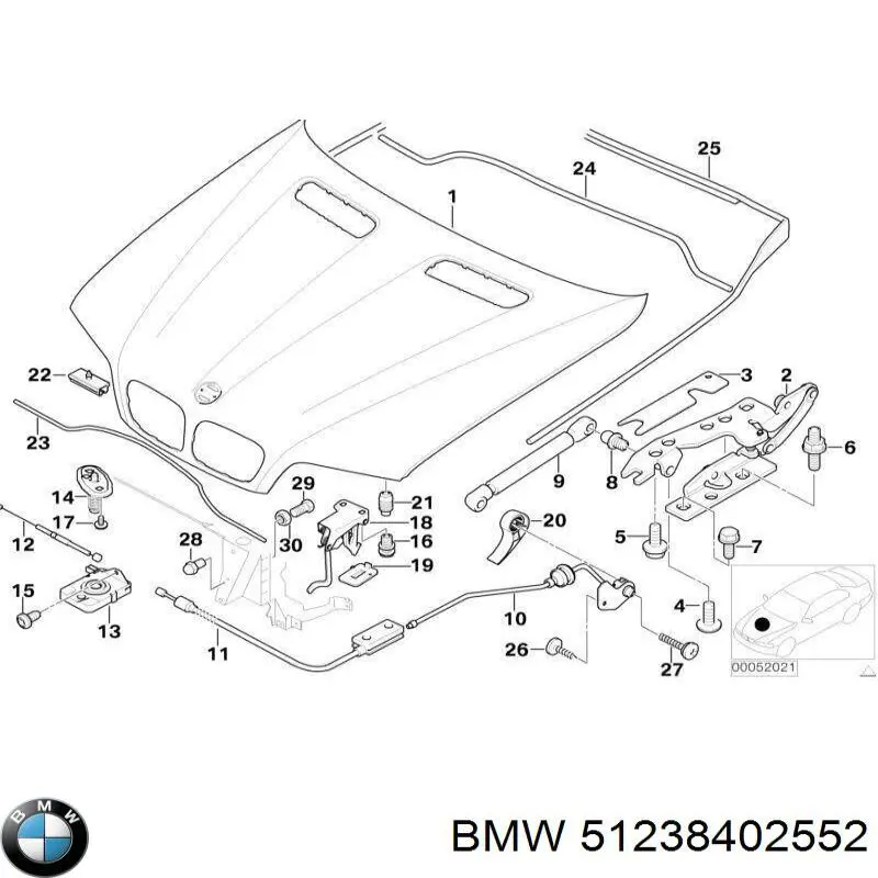 Стояк-гак замка капота на BMW X5 (E53)