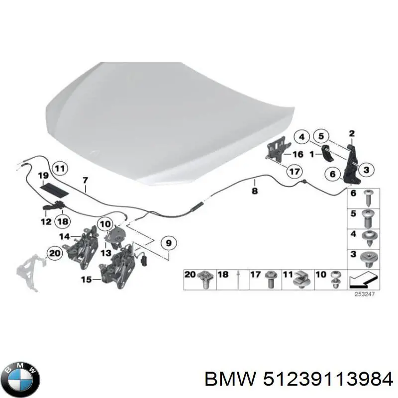 Ручка відкриття капота BMW 51239113984 ціна, від 6.33 USD