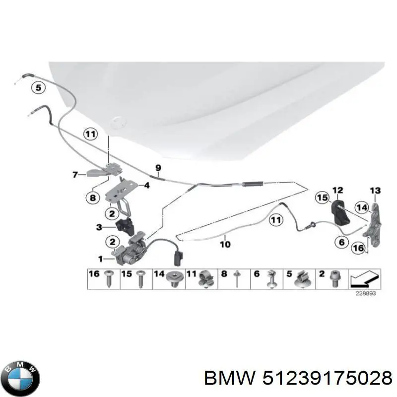 9175028 BMW Ручка відкривання капота