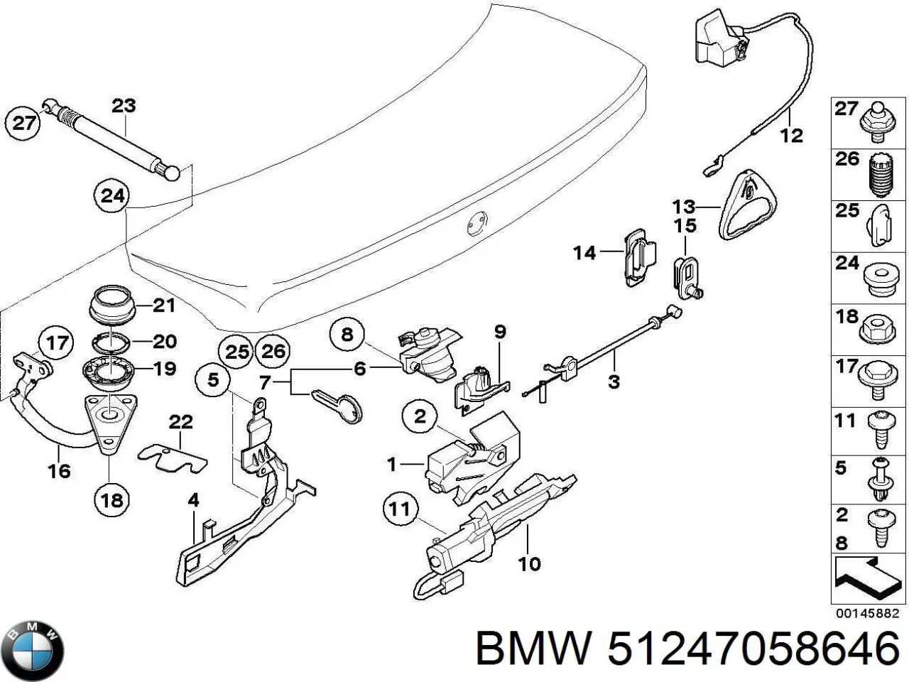 Амортизатор двері задньої BMW 51247058646 ціна, від 103.08 USD