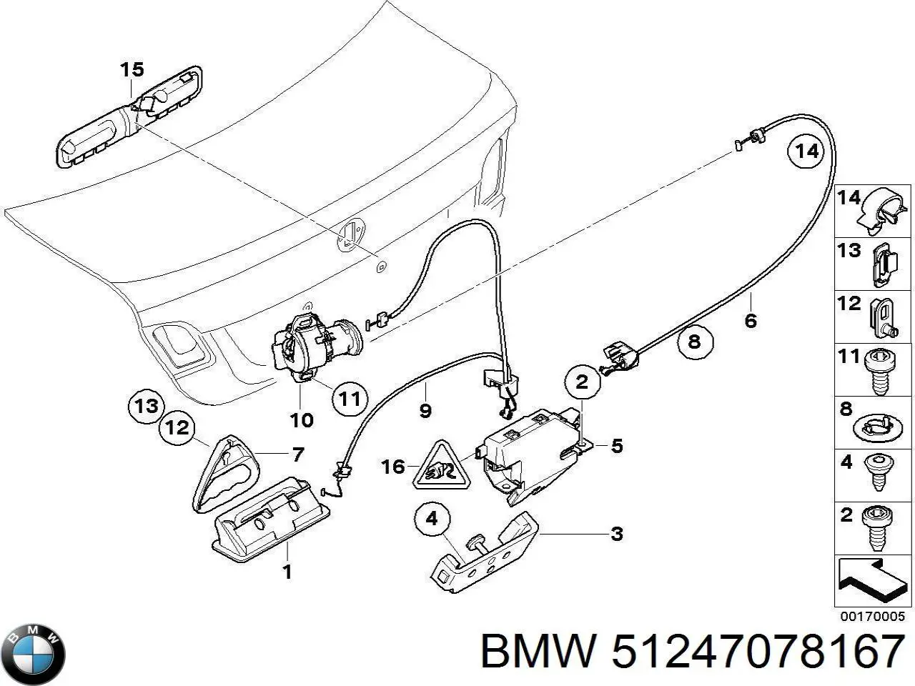 Зацеп замку кришки багажника на BMW 8 (G15, F92)