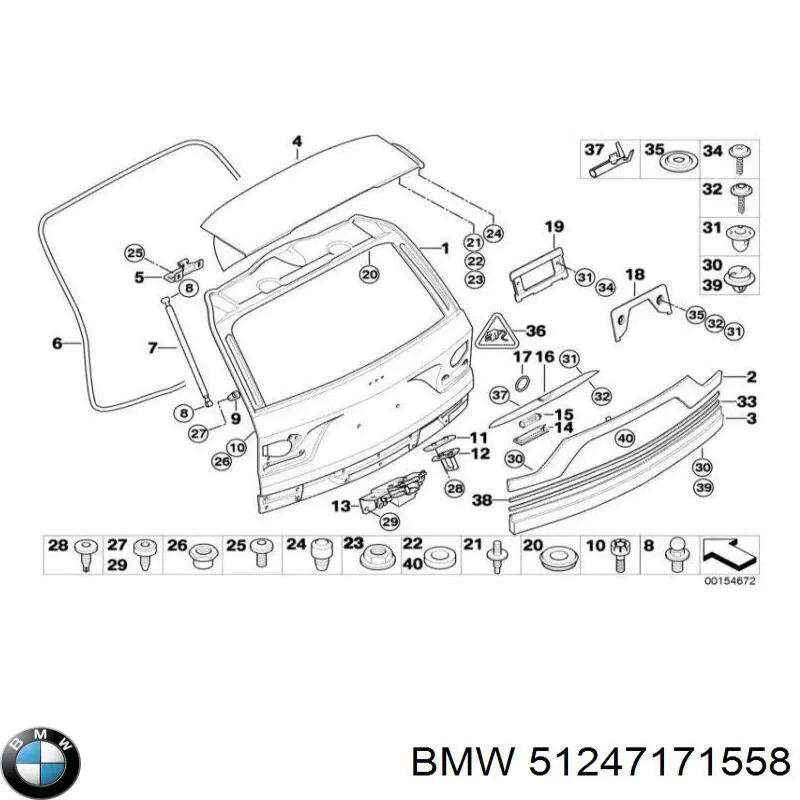 Відбійник кришки багажника BMW 51247171558 ціна, від 42.49 USD