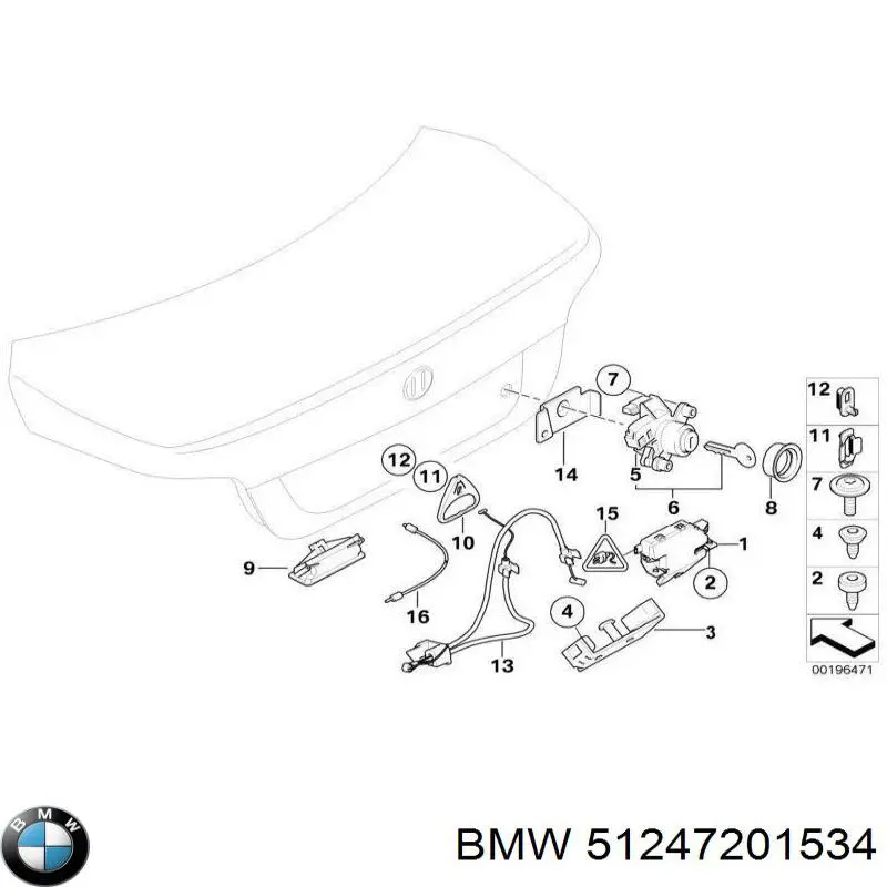 Личинка замка кришки багажника 51247201534 BMW