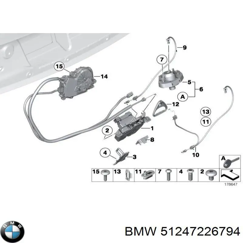 Лічинка замка багажника (двері 3/5-х задніх) BMW 7 седан (F01, F02, F03, F04) (2008 - 2015) ціна, від 62.33 USD