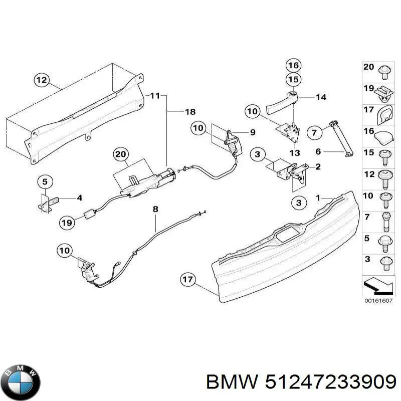 51247233909 BMW замок кришки багажника/задньої 3/5-ї двері, задній