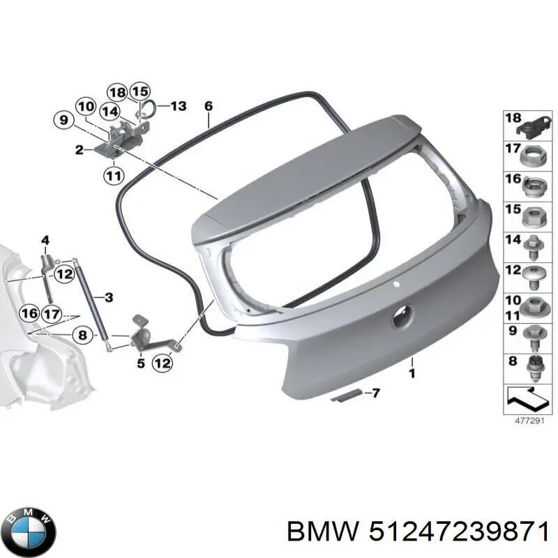 Амортизатор двері задньої BMW 51247239871 ціна, від 7.64 USD