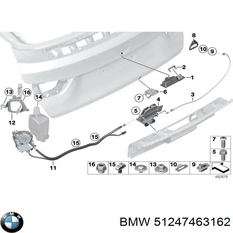 Кнопка приводу замка задньої 3/5 двері (ляди) 51247463162 BMW