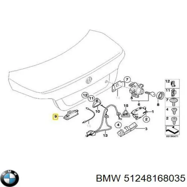 51248168035 BMW Кнопка приводу замка 3/5 дверей (ляди) / кришки багажника