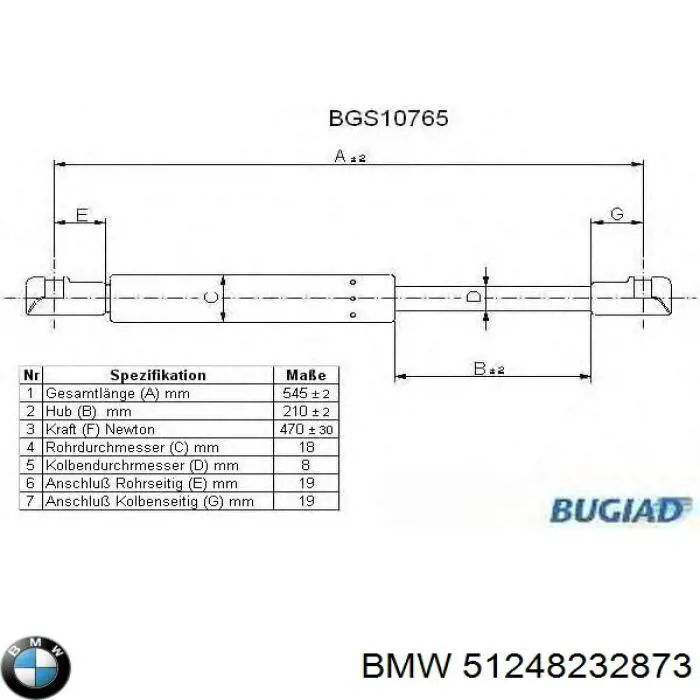 Купити 51248232873 BMW Амортизатор двері багажника