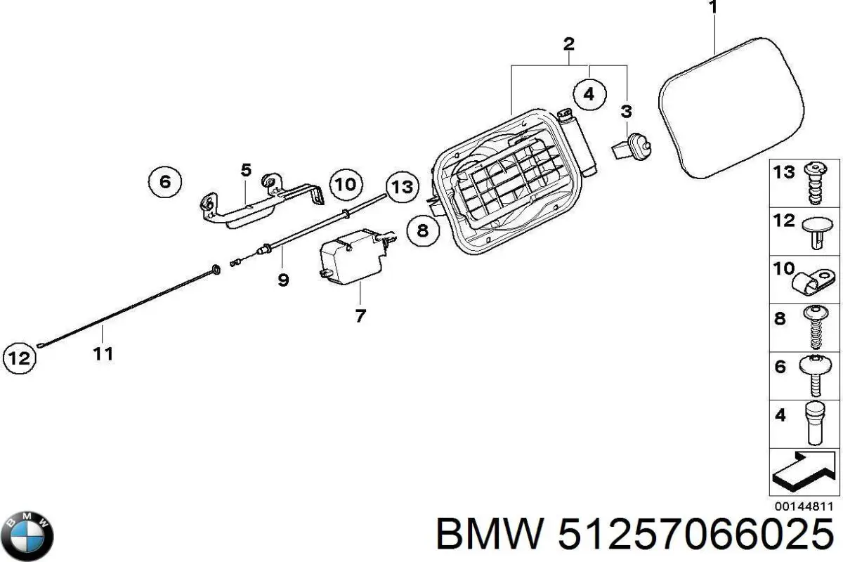 Трос відкривання лючка бензобака на BMW 5 (E60)