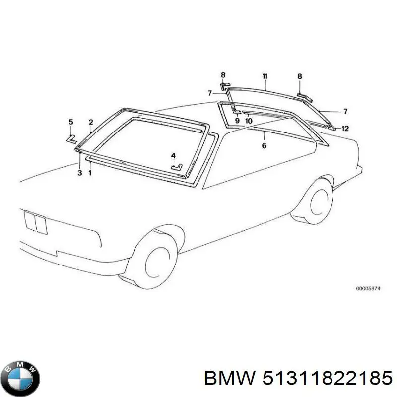 Ущільнювач лобового скла BMW 51311822185 ціна, від 528.45 USD