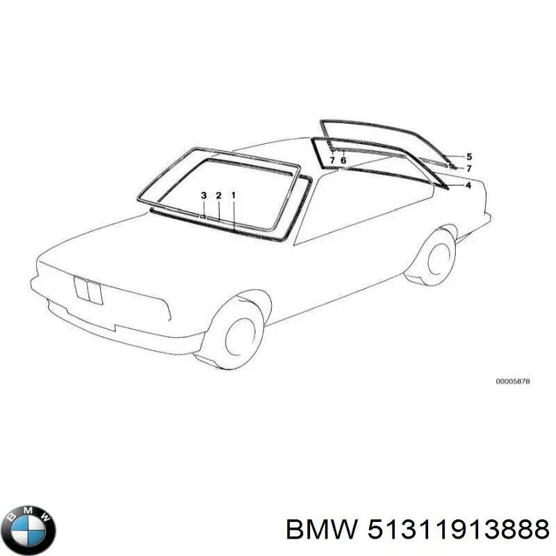 Купити 51311913888 BMW Ущільнювач заднього скла