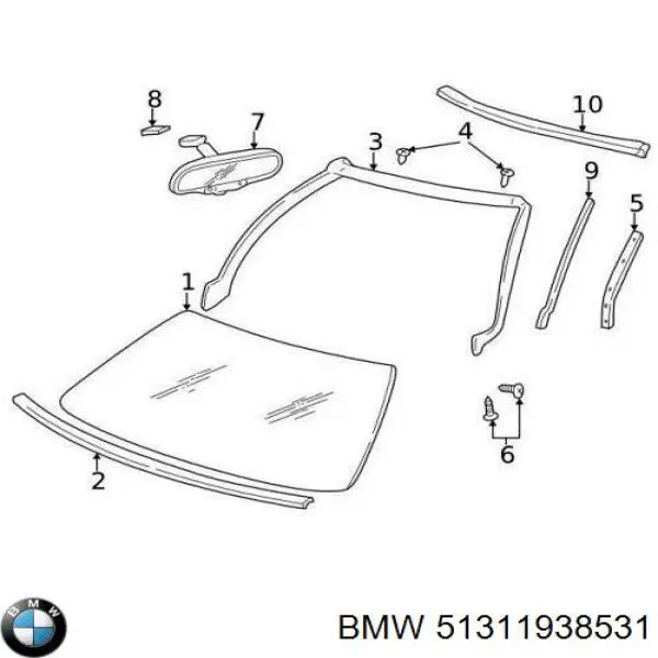 Рама вітрового скла ліва на BMW 7 (E32)