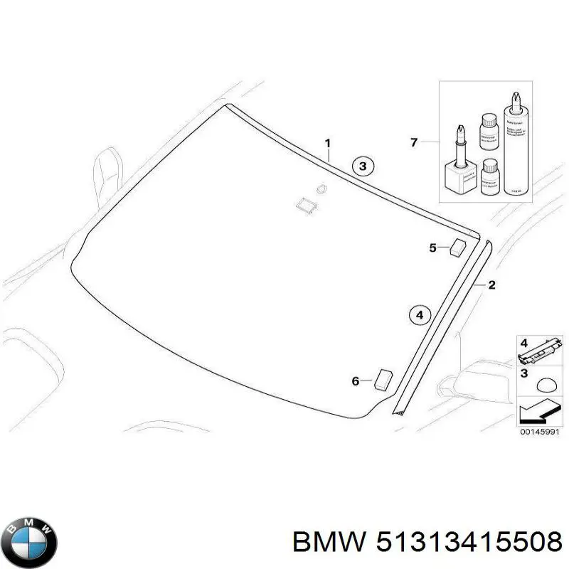 51313415508 BMW Молдинг лобового скла, верхній