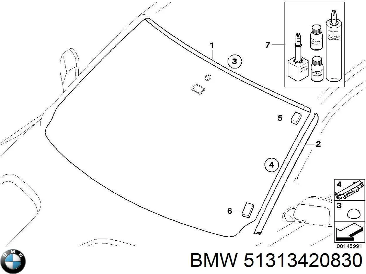 Купити 51313420830 BMW Захисна накладка вітрового скла права