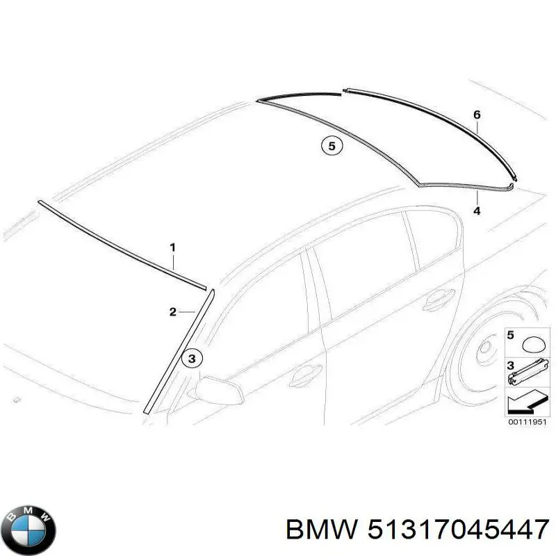 Захисна накладка вітрового скла ліва на BMW 5 (E61)