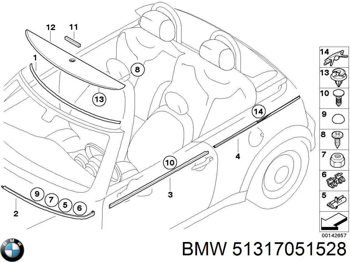 51317051528 BMW Нижній молдинг вітрового скла