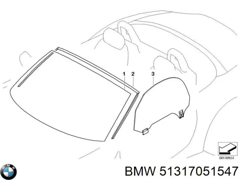Купити 51317051547 BMW Вікно вітрове