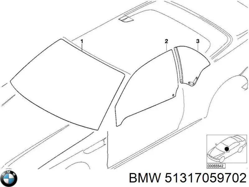 Купити 51318257930 BMW Вікно вітрове