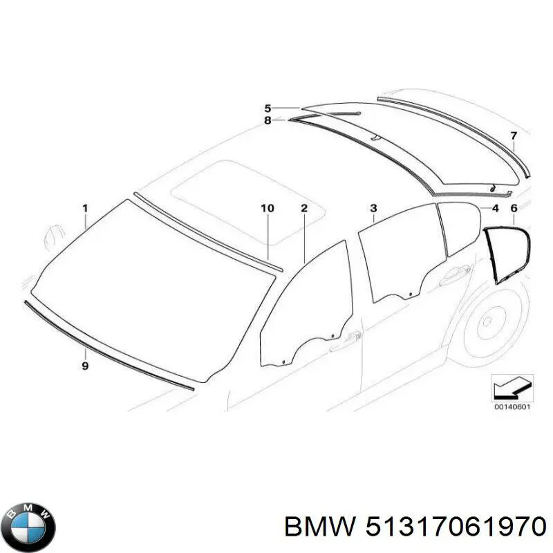 Молдинг заднього скла BMW 51317061970 ціна, від 52.26 USD