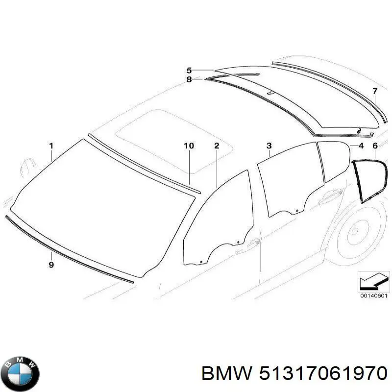 Молдинг заднього скла 51317061970 BMW
