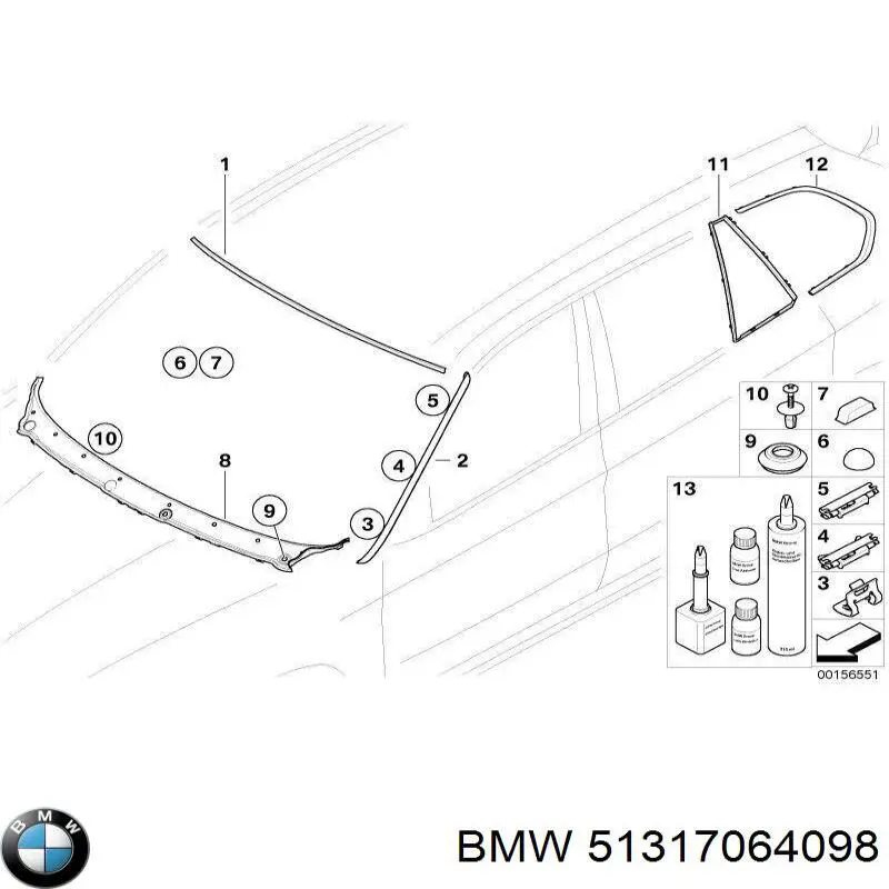Купити 51317064098 BMW Кріплення бокового молдинга