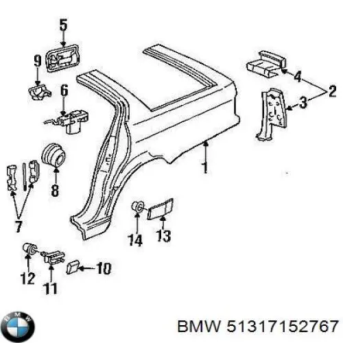 Купити 51317152767 BMW Скло заднє, 3/5-й двері (ляди)
