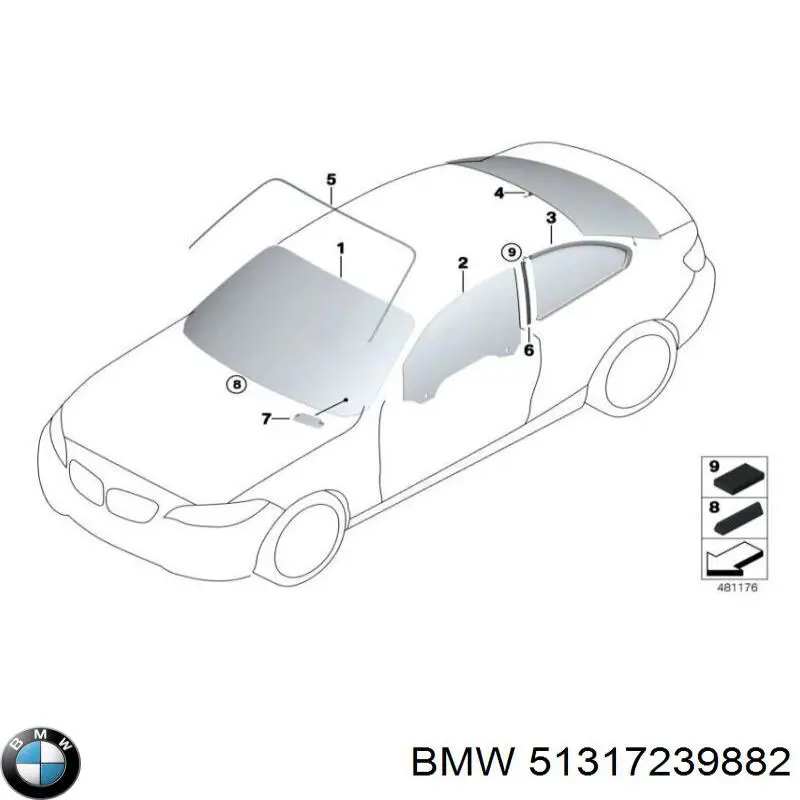 Купити 51317239882 BMW Скло третіх/п'ятих дверей