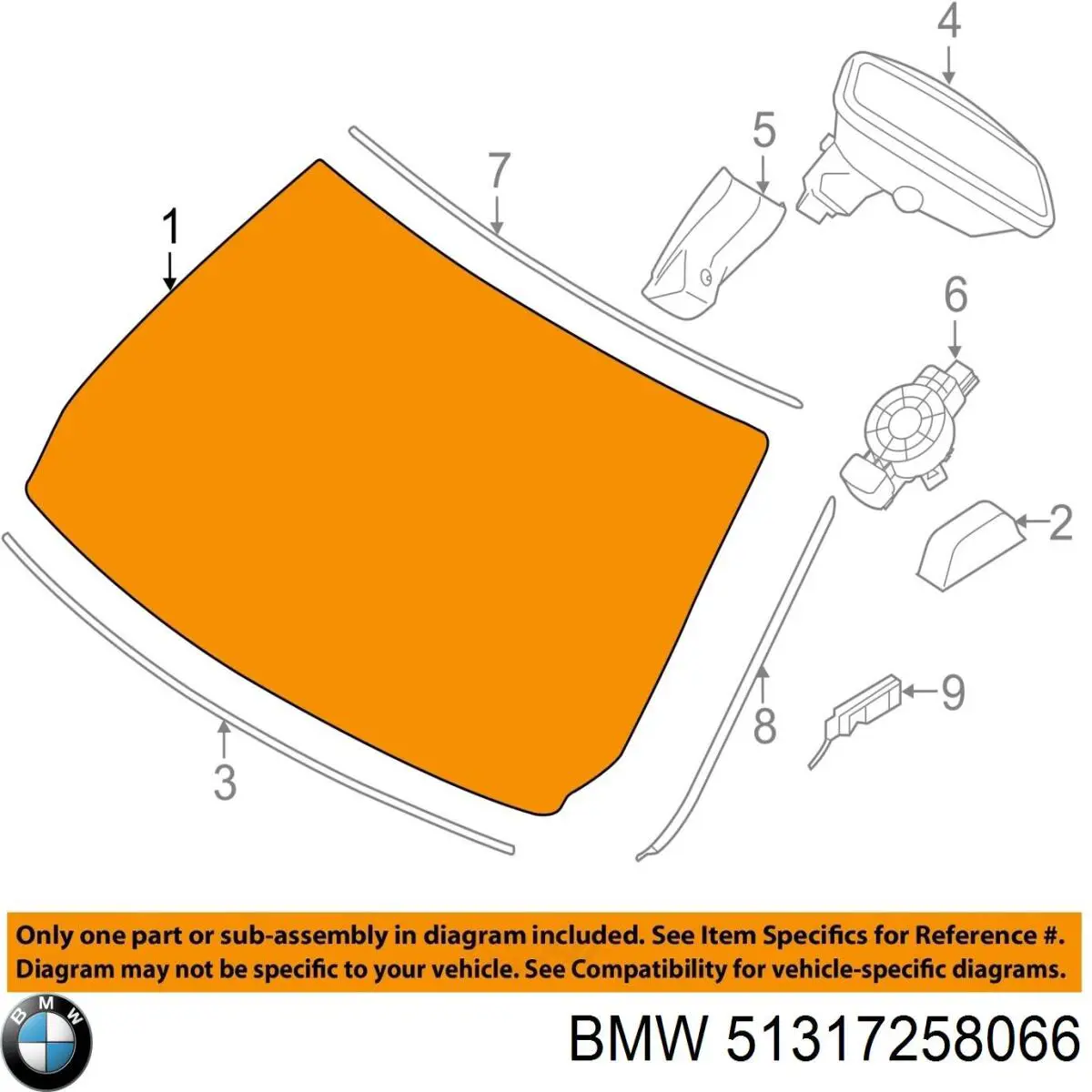Купити 51317258066 BMW Вікно вітрове