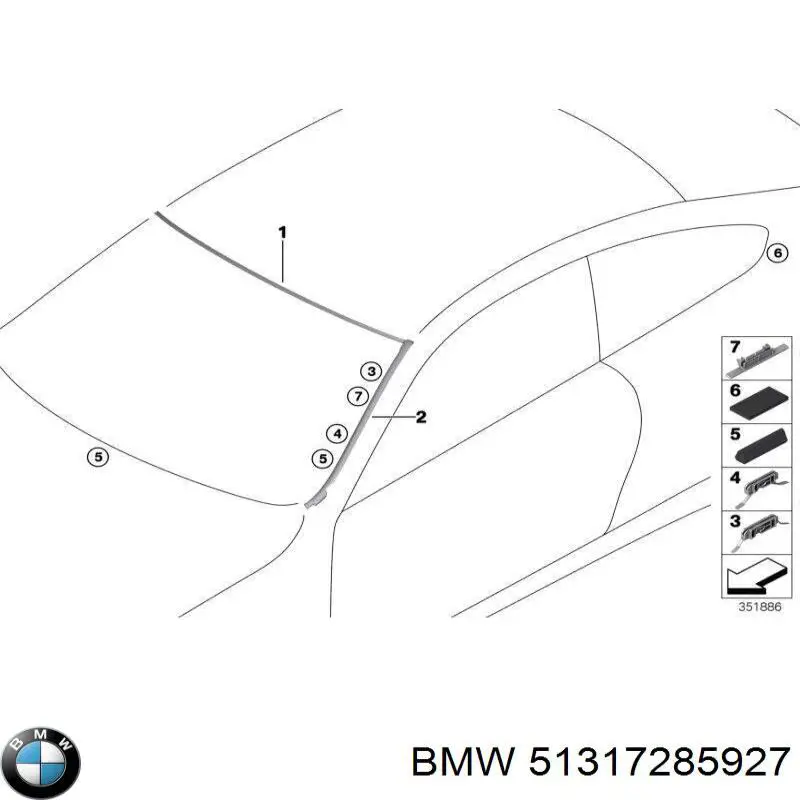 Захисна накладка переднього скла ліва BMW 51317285927 ціна, від 11.34 USD