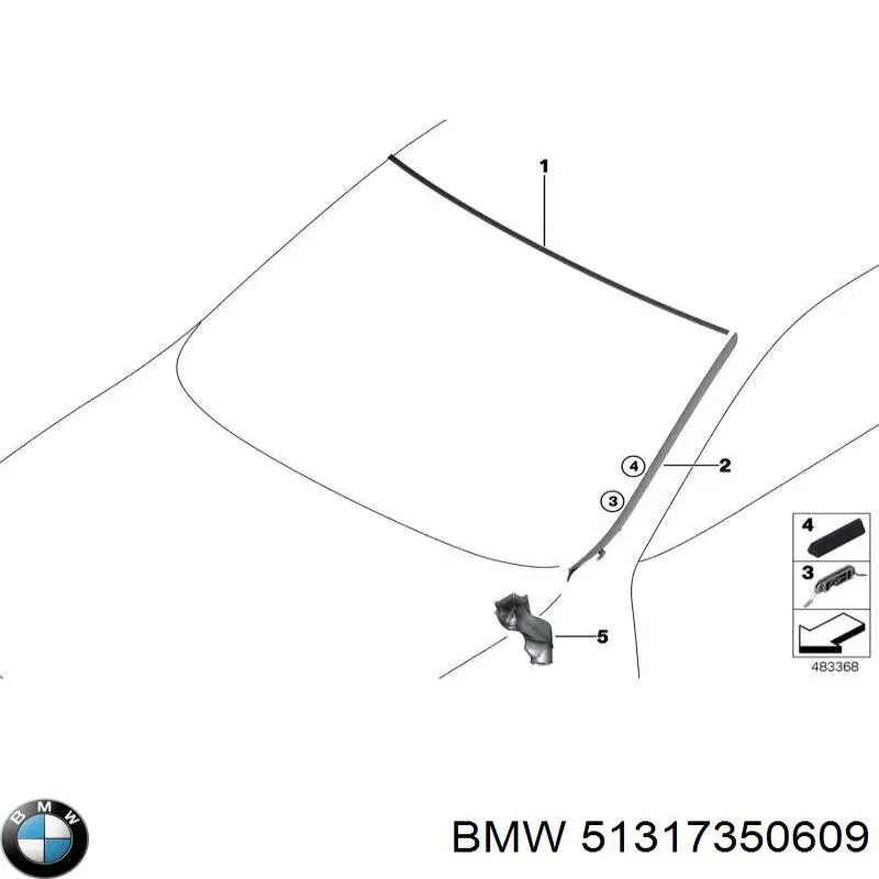 51317350609 BMW Рама вітрового скла ліва