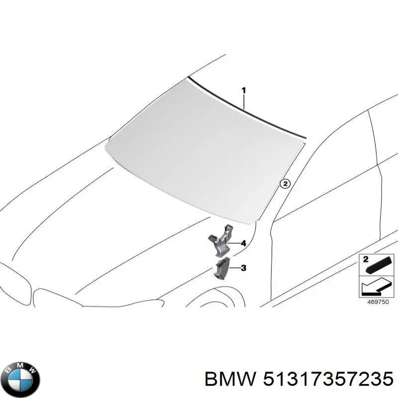 Молдинг лобового скла, верхній на BMW 7 (G11, G12)