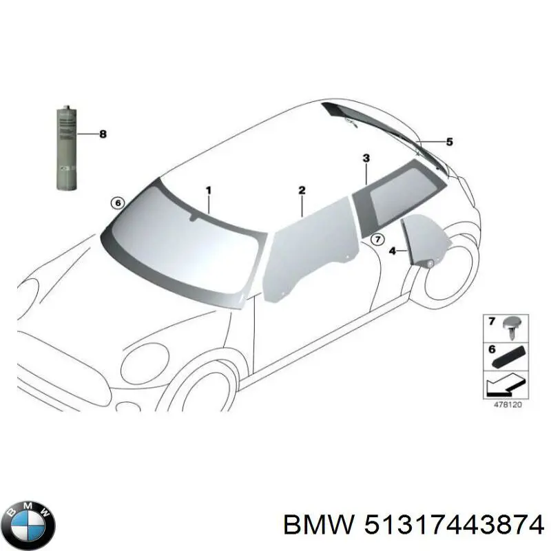 51317443874 BMW Автомобільне скло