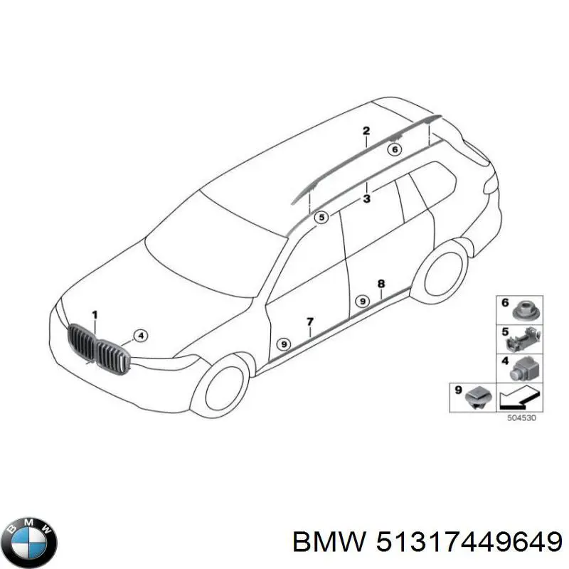 Молдинг даху, лівий BMW 51317449649 ціна, від 134.09 USD