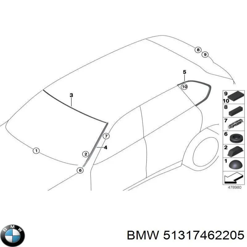 Захисна накладка переднього скла ліва BMW 51317462205 ціна, від 38.00 USD