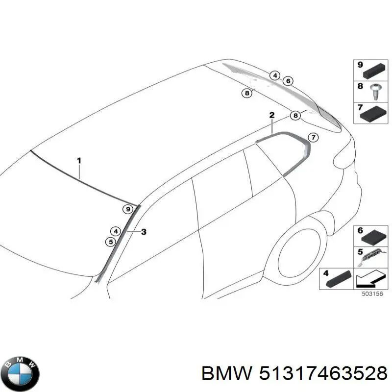 51317463528 BMW Захисна накладка переднього скла права